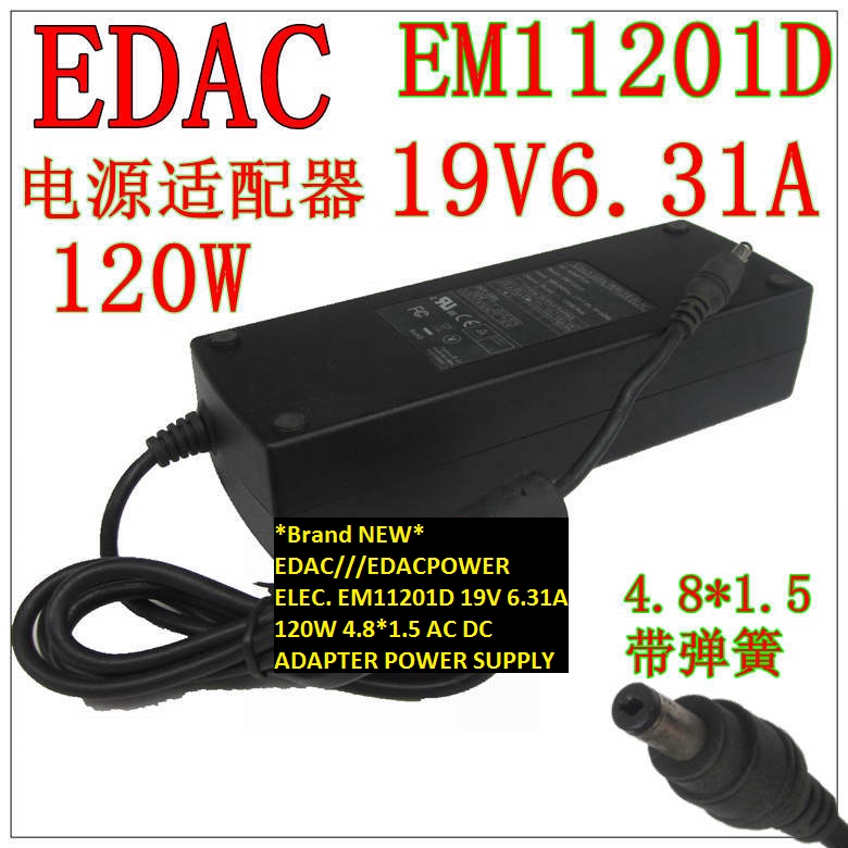 *Brand NEW*AC DC ADAPTER 19V 6.31A 120W EDAC///EDACPOWER ELEC. EM11201D POWER SUPPLY 4.8*1.5 - Click Image to Close